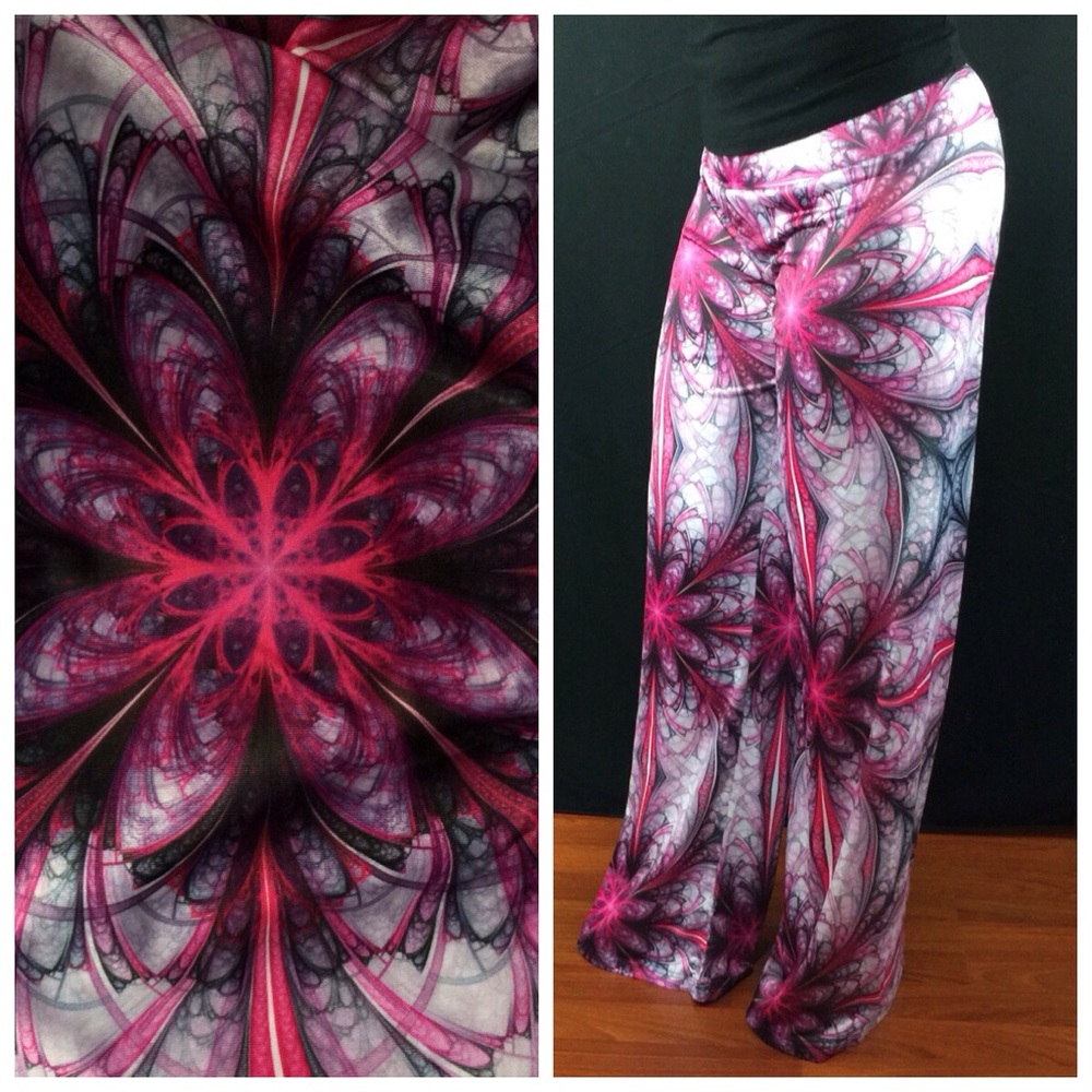 GorGeous Kaleidoscope Pink Black Classy Palazzo Pants Size XL NEW
